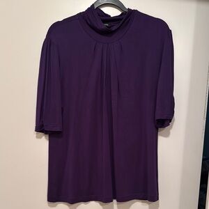 Notations Purple Blouse with Crew Neck and Short Sleeves